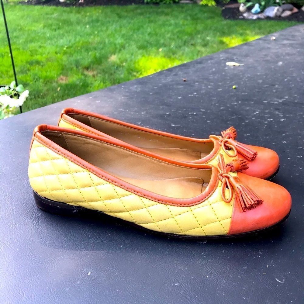 Robert Zur quilted yellow leather ballet flats - Picture 2 of 7